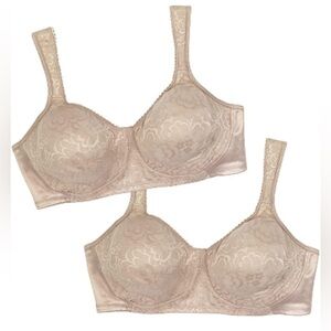 Playtex 18 Hour Bra Ultimate Lift & Support 38 D Nude Wireless Full Coverage 2pk